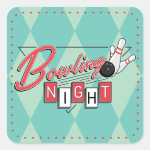 Autocollants de soirée de bowling Logo Rétro
