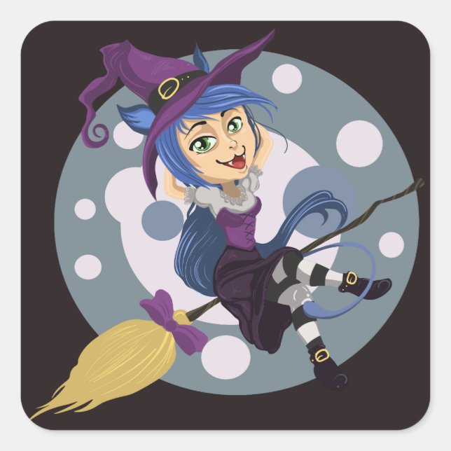 Autocollants de sorcière de chat (Devant)