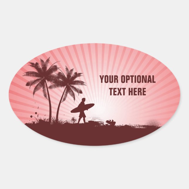 Autocollants de texte personnalisés de Beach Surfe (Devant)