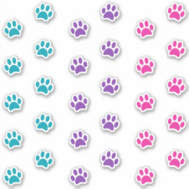 Autocollants de traces de pattes teal violet et ro (Devant)