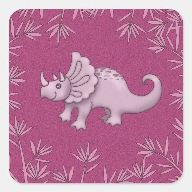 Autocollants de Triceratops rose mignon (Devant)