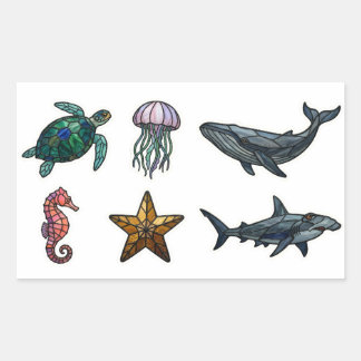 Autocollants de vie océanique en verre coloré