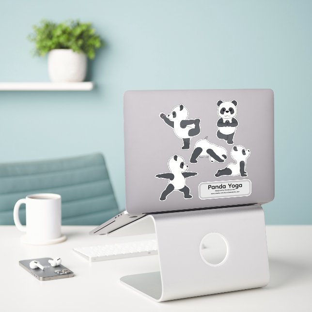Autocollants de yoga pour pandas (Ordinateur portable sur le bureau)