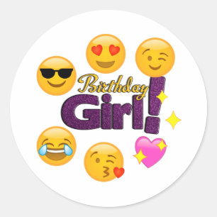 Autocollants d'Emojis de fille d'anniversaire