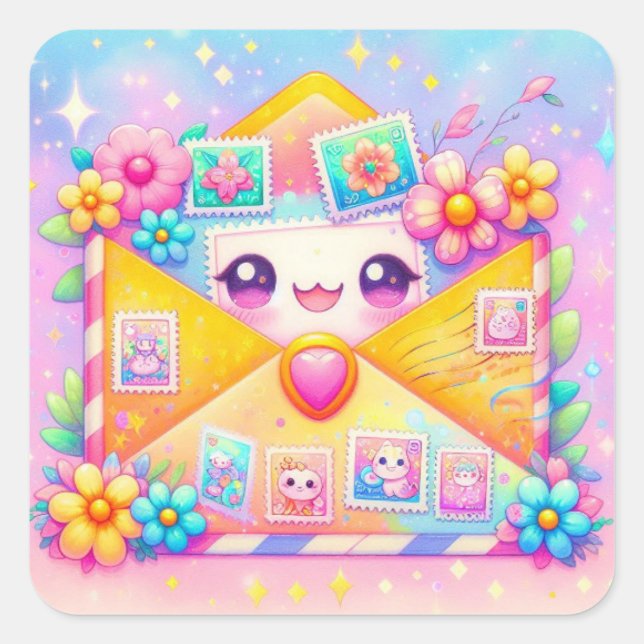 Autocollants d'enveloppe Kawaii Snail Mail (Devant)