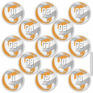 autocollants d'équipe de volley-ball gris orange 1