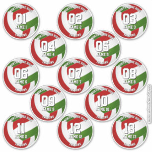 autocollants d'équipe de volley-ball rouge vert po