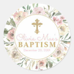 Autocollants d'étiquette de faveur de baptême de