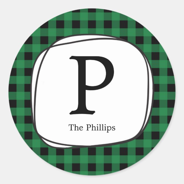 Autocollants d'étiquette de faveur de plaid vert c (Devant)