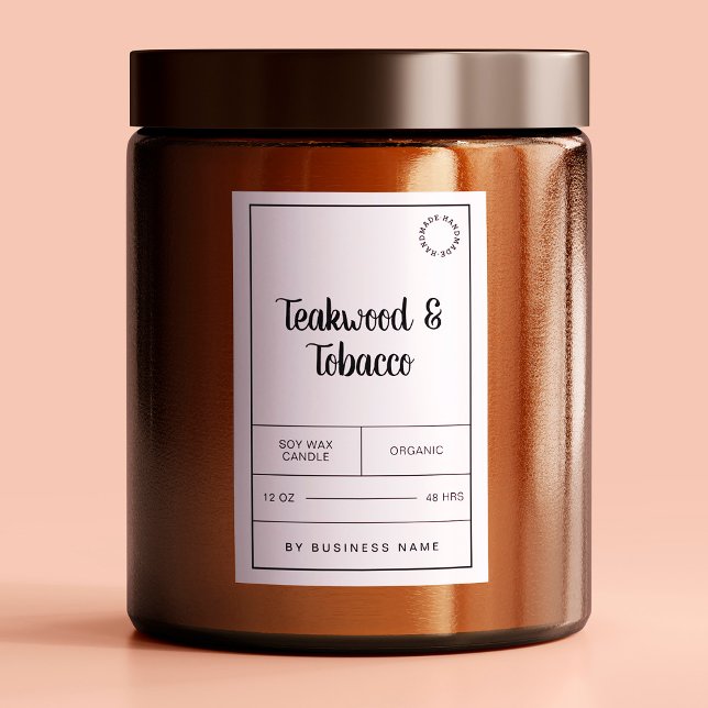 Autocollants d'étiquette de produit de bougie noir (Créateur téléchargé)