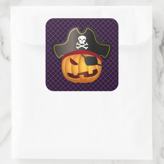 Autocollants d'Halloween-Citrouille Pirate (Sac)
