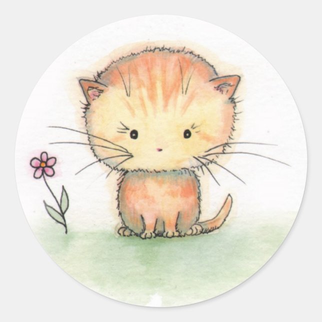Autocollants d'illustration de chaton tigré orange (Devant)