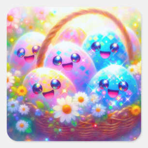 Autocollants d'œufs de Pâques Kawaii