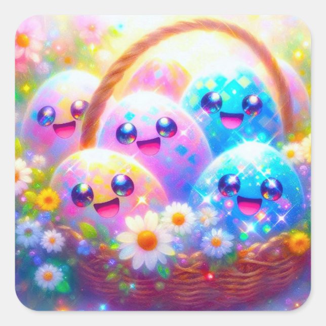 Autocollants d'œufs de Pâques Kawaii (Devant)