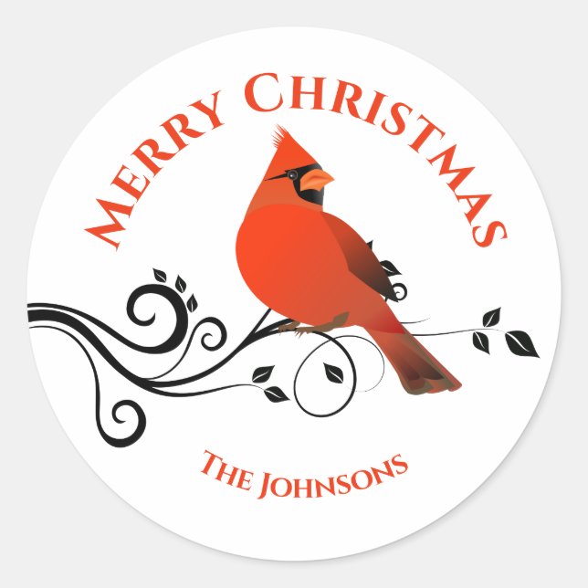 Autocollants d'oiseau rouge Cardinal de Noël pour  (Devant)