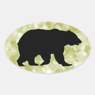 Autocollants d'ovale de silhouette d'ours