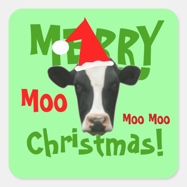 Autocollants drôles de vache à Joyeux Noël (Devant)