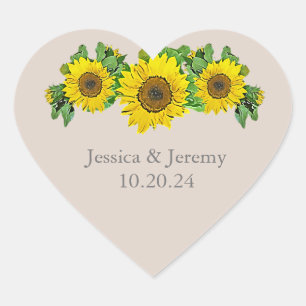 Autocollants du coeur de tournesol