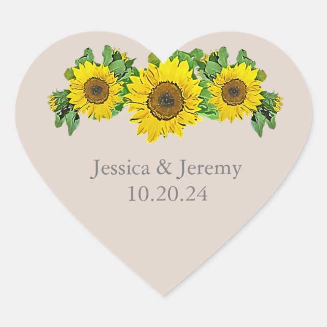 Autocollants du coeur de tournesol (Devant)