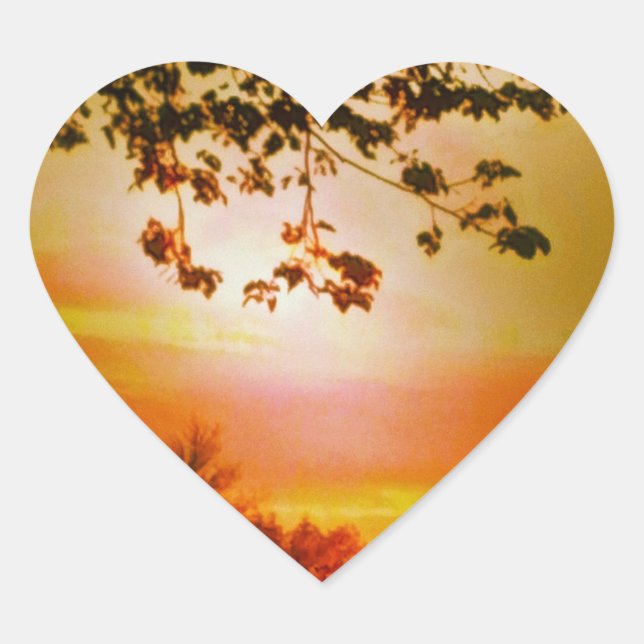 Autocollants du coeur du coucher du soleil (Devant)