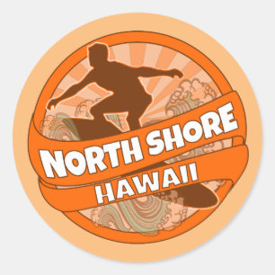 Autocollants du logo de surfeur orange North Shore