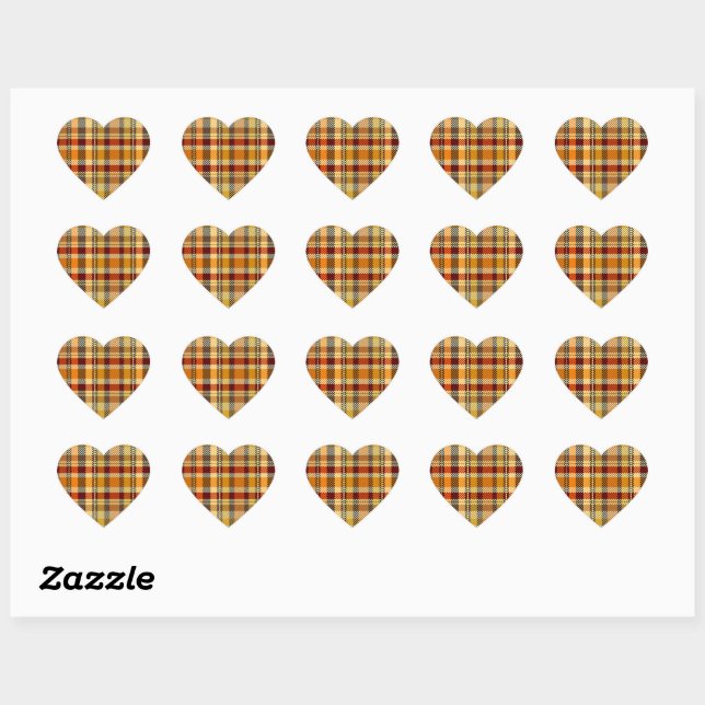 Autocollants Earthtone Plaid Heart (Feuille)