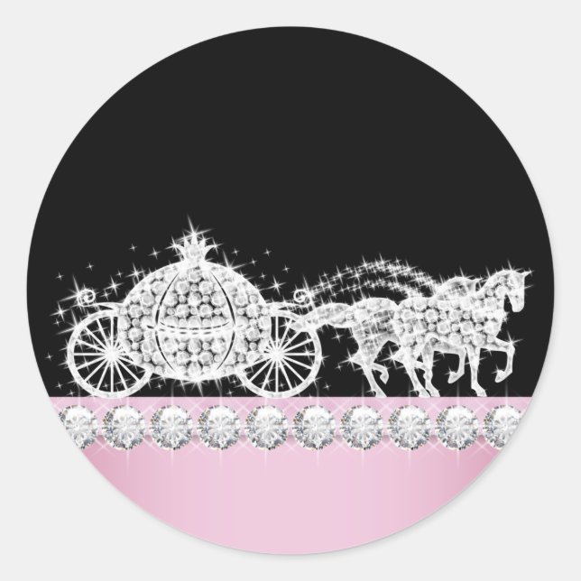 Autocollants Élégante Calèche Diamant Rose Princes (Devant)