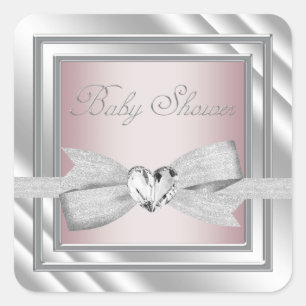 Autocollants élégants argent rose pour Baby Shower