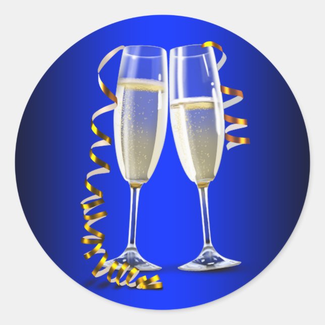 Autocollants élégants de verres à champagne en ble (Devant)