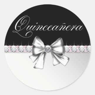 Autocollants Elégants Diamant Rose Noir Quinceaner