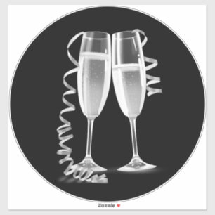 Autocollants élégants pour verre à champagne noir