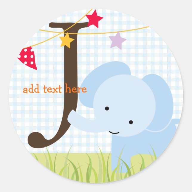 Autocollants Éléphant Bleu/ajouter monogramme (Devant)