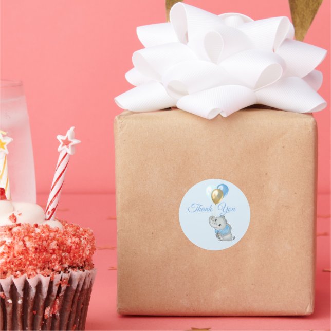 Autocollants Éléphant Bleu pour cadeaux ou faveurs (Fête)