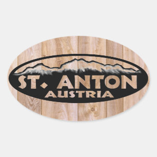 Autocollants en bois d'ovale de signe de St Anton