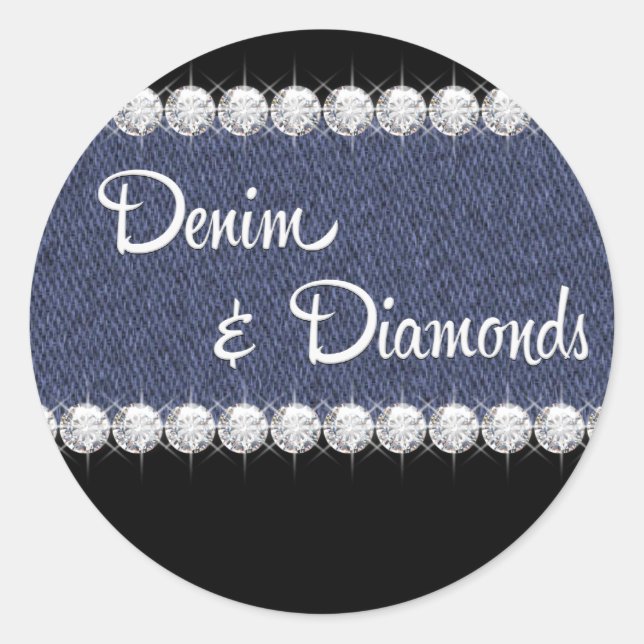 Autocollants en Denim Élégant et Diamants (Devant)