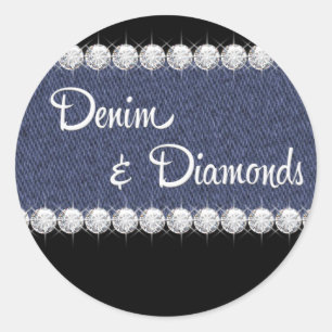 Autocollants en Denim Élégant et Diamants