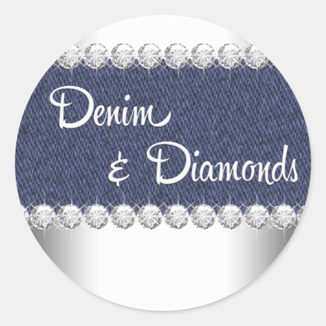 Autocollants en Denim Élégant et Diamants (Devant)