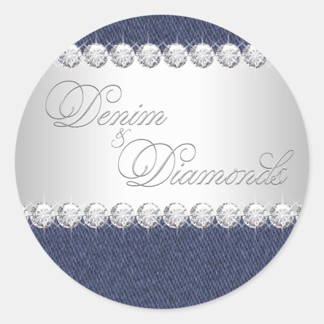 Autocollants en Denim Élégant et Diamants (Devant)