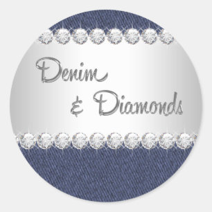 Autocollants en Denim Élégant et Diamants