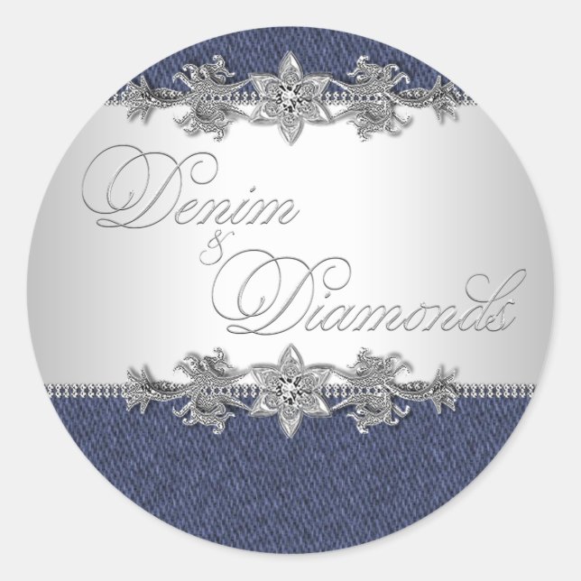 Autocollants en Denim Élégant et Diamants (Devant)