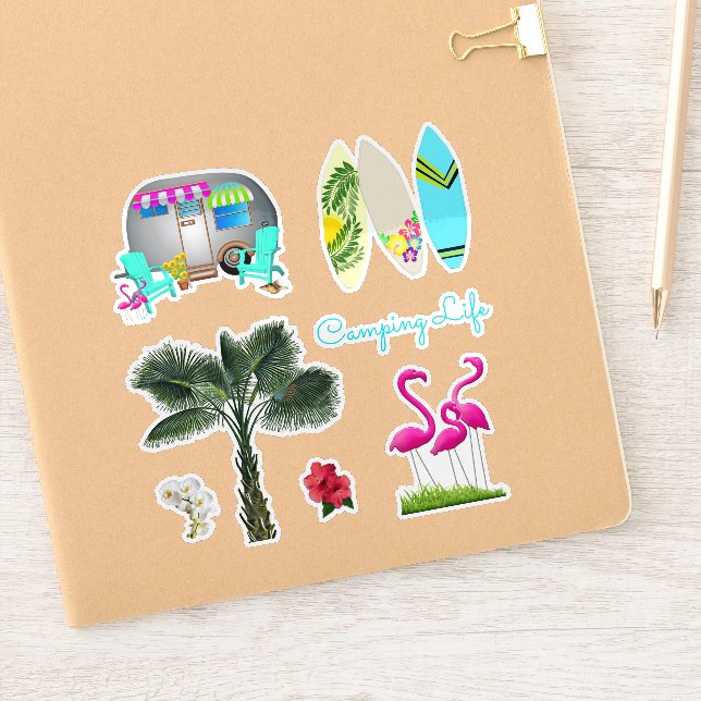 Autocollants en forme de camping tropical de Flori (Carnet)