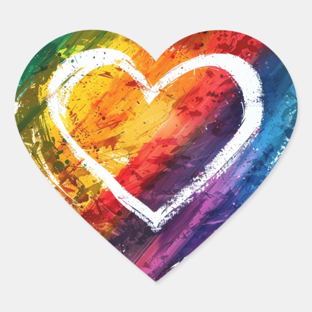 Autocollants en forme de cœur arc-en-ciel (Devant)