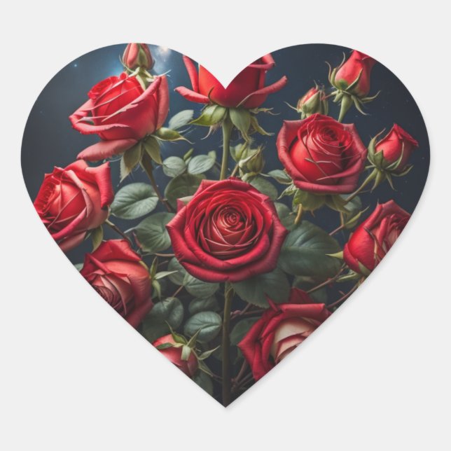Autocollants en forme de cœur avec des roses (Devant)