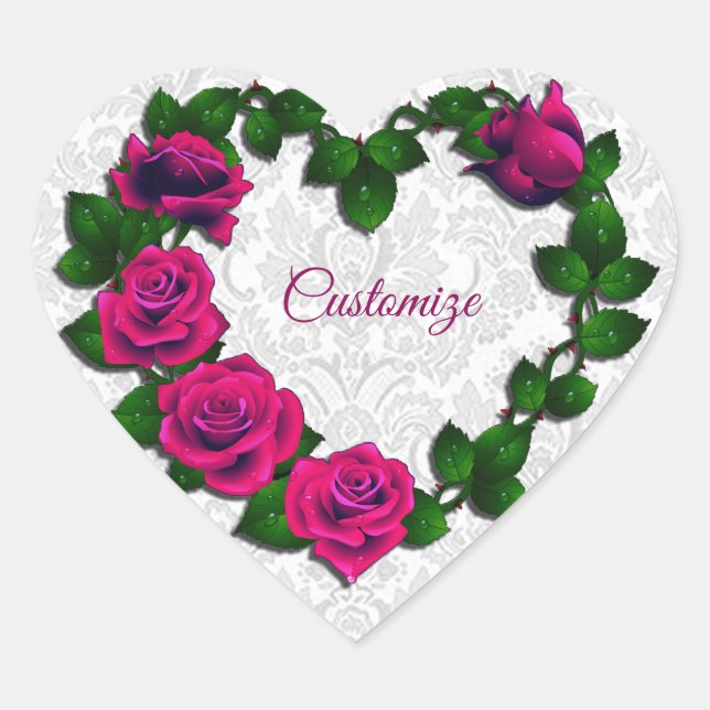 Autocollants en forme de coeur de vigne de rose pe (Devant)