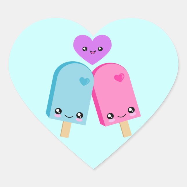 Autocollants en forme de cœur Kawaii Sucette (Devant)