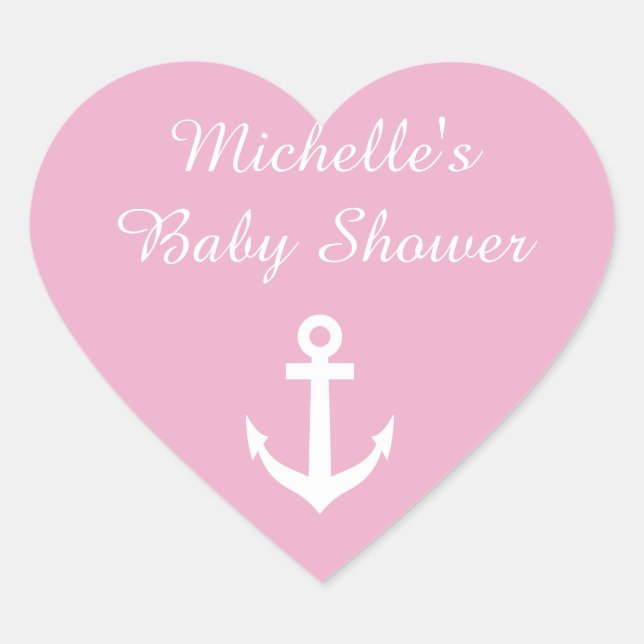 Autocollants en forme de coeur rose avec ancre (Devant)