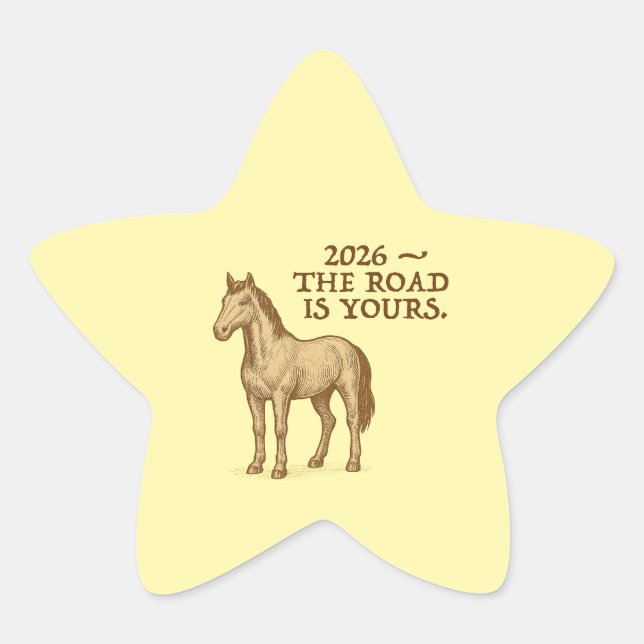Autocollants en forme d'étoile avec cheval et text (Devant)