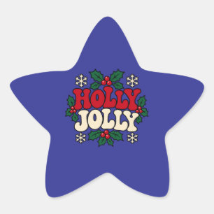 Autocollants en forme d'étoile de Noël rétro Holly