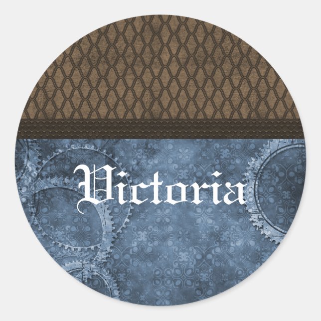 Autocollants en métal Steampunk, bleu (Devant)