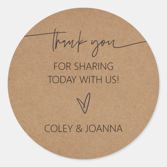 Autocollants en papier kraft Merci (Devant)